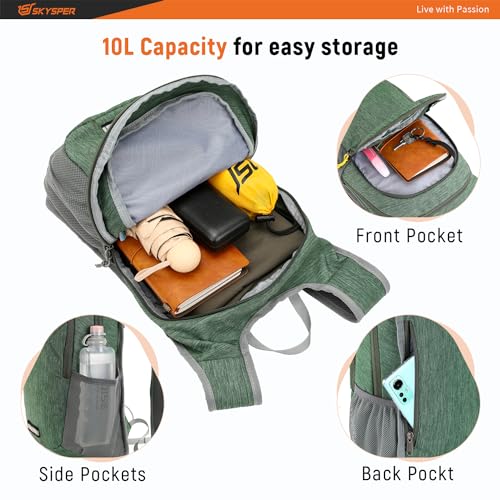 SKYSPER Small Hiking Backpack 10L Packable Lightweight Back Pack Foldable Travel Daypack for Women Men