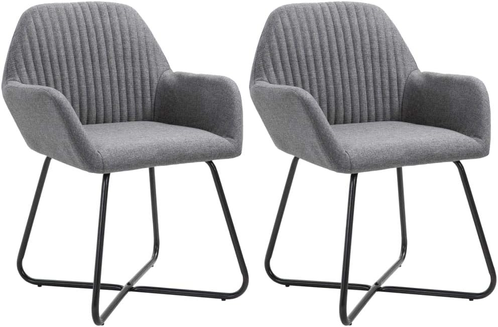 Armchair,Iiving Room Chair,Reception Chair,Simple Fashion Style,Modern Desk Comfort Side Chair for Dining Room/Guest Room, Dresser, Dining Chairs 2 pcs Dark Gray Fabric