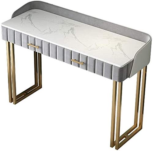 Luxurious Makeup Vanity Desk for Princess's Gift, Modern Minimalist Light Luxury Nordic Marble Surface Dressing Table Bedroom Mini Small Makeup Table(Style 2 (80cm))