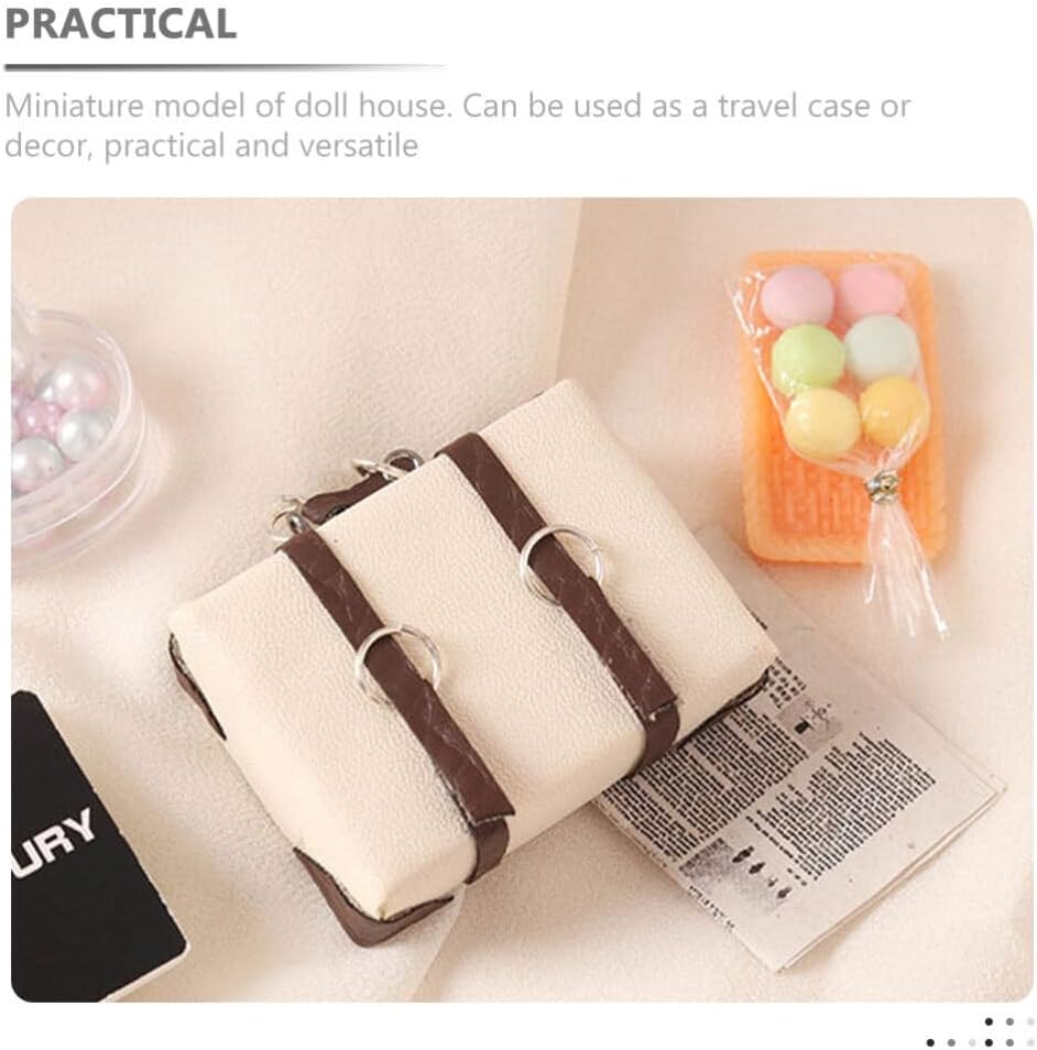 Gadpiparty Dollhouse Furniture Miniature Travel Trunk Suitcase 1:12 Vintage Doll House Suitcase Model Mini Desktop Decoration for Fairy Garden Supply Micro World Decor