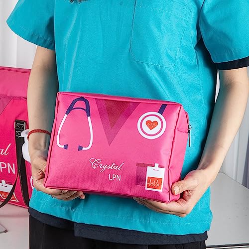 Nurse Tote Bag with Personalized Name Occupation Role Canvas Zipper Nurse Bag with Pocket Custom LPN RN Tote Bag