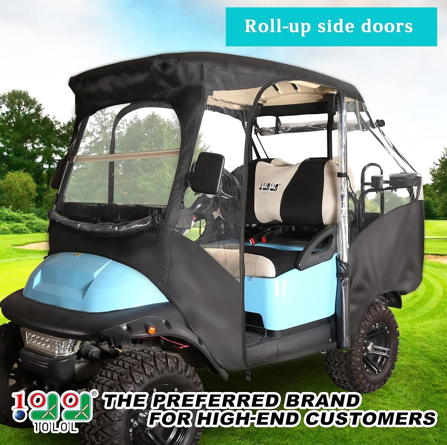 10L0L 4 Passenger Golf Cart Driving Enclosure for Club Car Precedent with Short Roof Up to 57