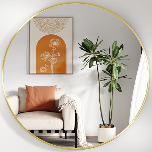 30x36 Inch Oval Bathroom Mirror, Black Oval Mirror,Bathroom Vanity Mirror, Metal Framed Mirrors for Wall, Wall-Mounted Mirrors for Bedroom, Living Room, Entryway, Horizontal/Vertical