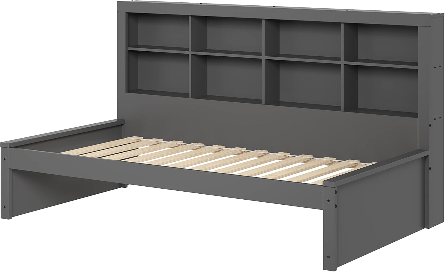 Donco Kids Twin Modern Bookcase Daybed in Dark Grey Finish