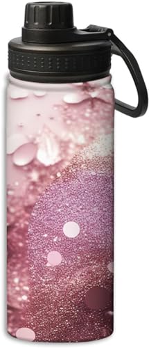 Some Pink and Glittery Glitters pattern Water Bottle 18 oz Double Wall Vacuum Insulated Stainless Steel Wide Mouth Sports Hot & Cold Thermos,Pink