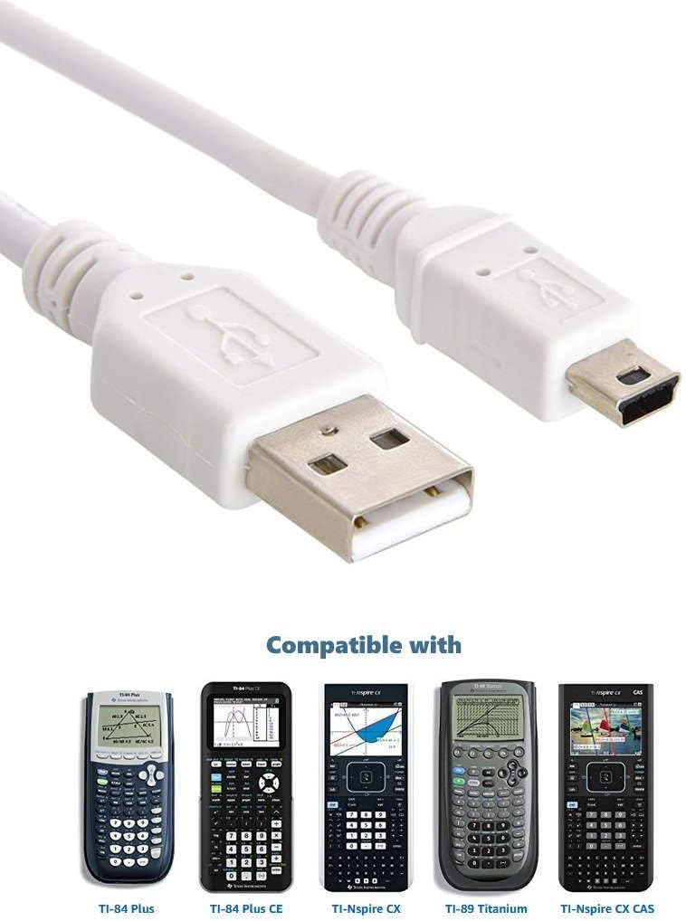 6FT Long USB Power Charger Cable for Texas Instruments ti-84 Plus CE Graphing Calculator/TI-84 plus Graphing Calculator Charger (White)