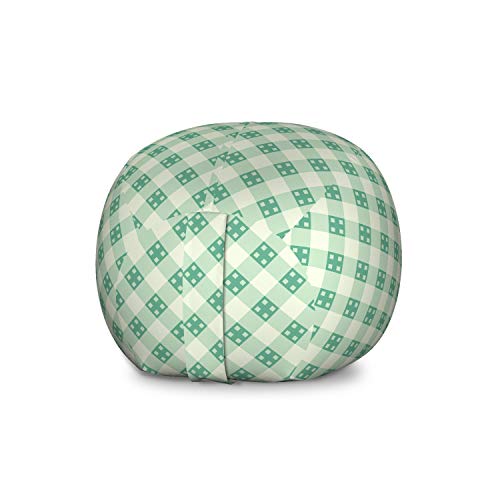 Ambesonne Mint Storage Toy Bag Chair, Old Fashion Striped Pattern with Geometrical Details Checkered Simple Tile, Stuffed Animal Organizer Washable Bag, Large Size, Mint Green Pale Green