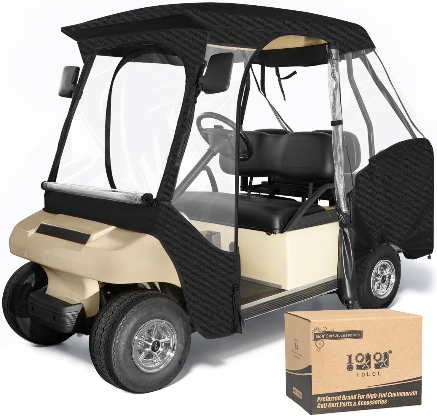 10L0L Golf Cart 4 Passenger Driving Enclosure for Club Car DS, 4-Sided Clear Window Rain Cover All Weather Waterproof Windproof Snowproof