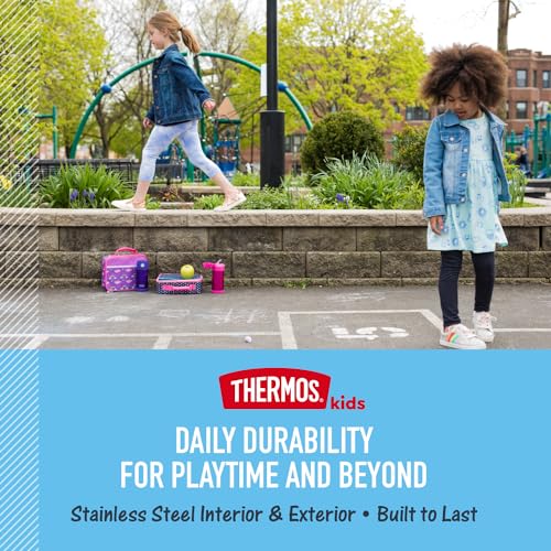 THERMOS FUNTAINER 12 Ounce Kids Insulated Water Bottles with Straw, Purple Hearts & Dreamy Patterns