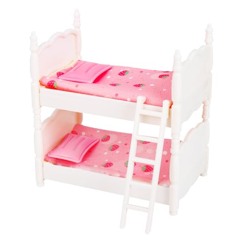 Miniature Bed Miniature Triple Bunk Beds with Ladder Mini Plastic Bed Miniature Bedroom Set Mini House Bedroom Furniture for Miniature House Furniture Scene Decoration
