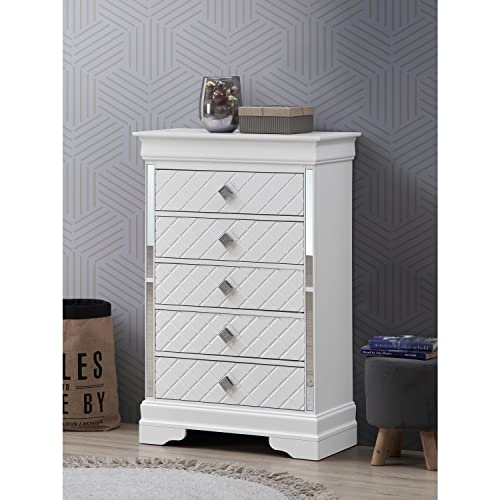 Glory Furniture Verona Wood 5 Drawer Chest White
