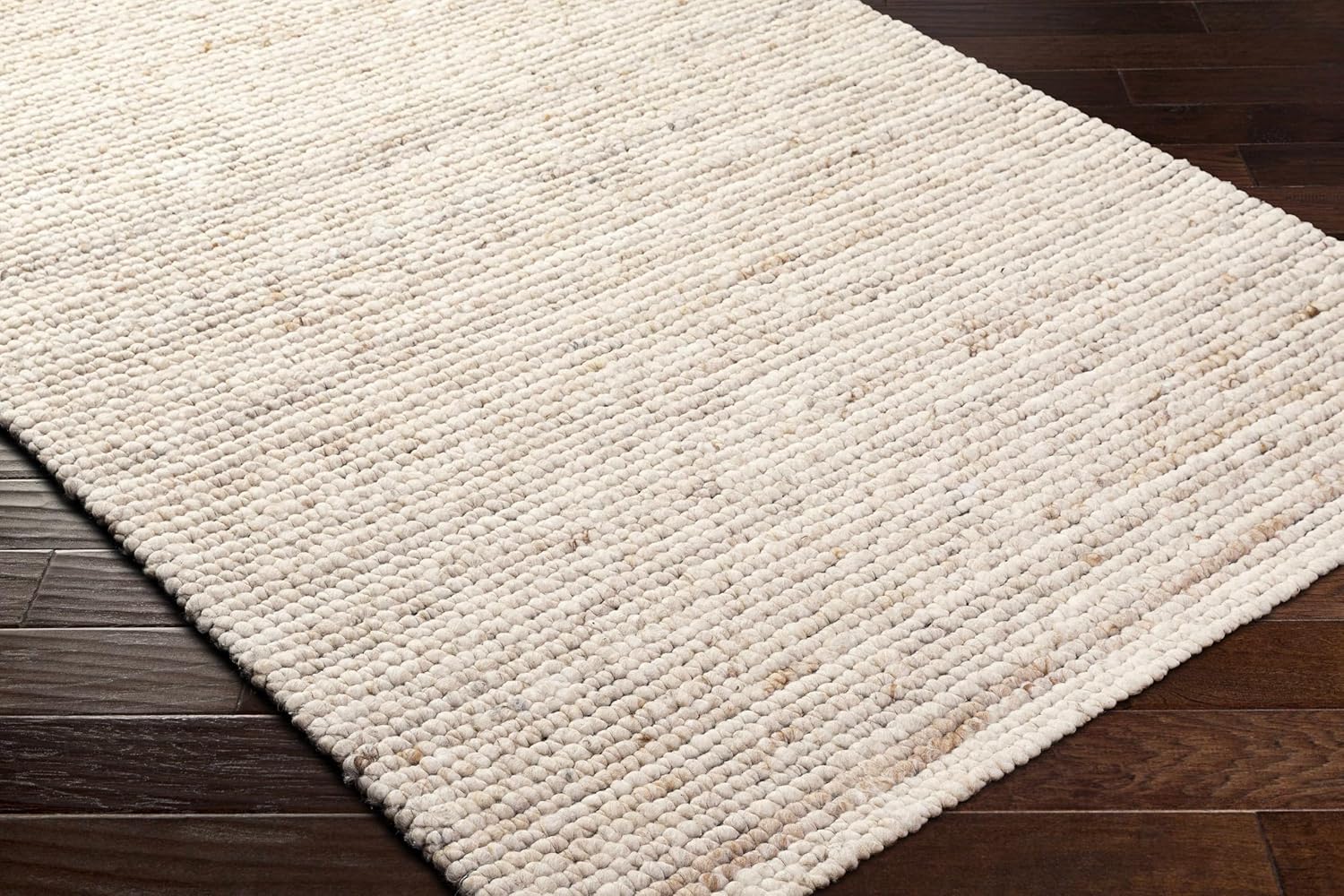 Hauteloom Olisa Wool Living Room, Bedroom Area Rug - Farmhouse - Bone - 2' x 3'