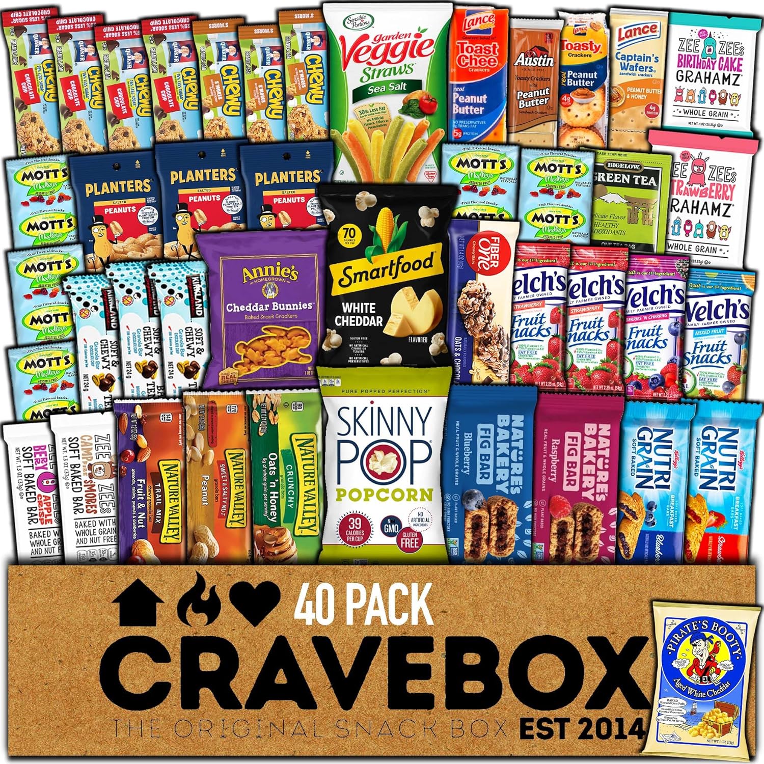 CRAVEBOX Healthy Snacks for Adults (40 count) Variety Snack Pack - Halloween - College Back to School