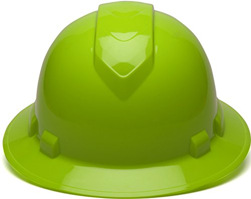 Pyramex Ridgeline Full Brim Hard Hats with 4-Point Ratchet Suspension (Red, Hi-Vis Lime)