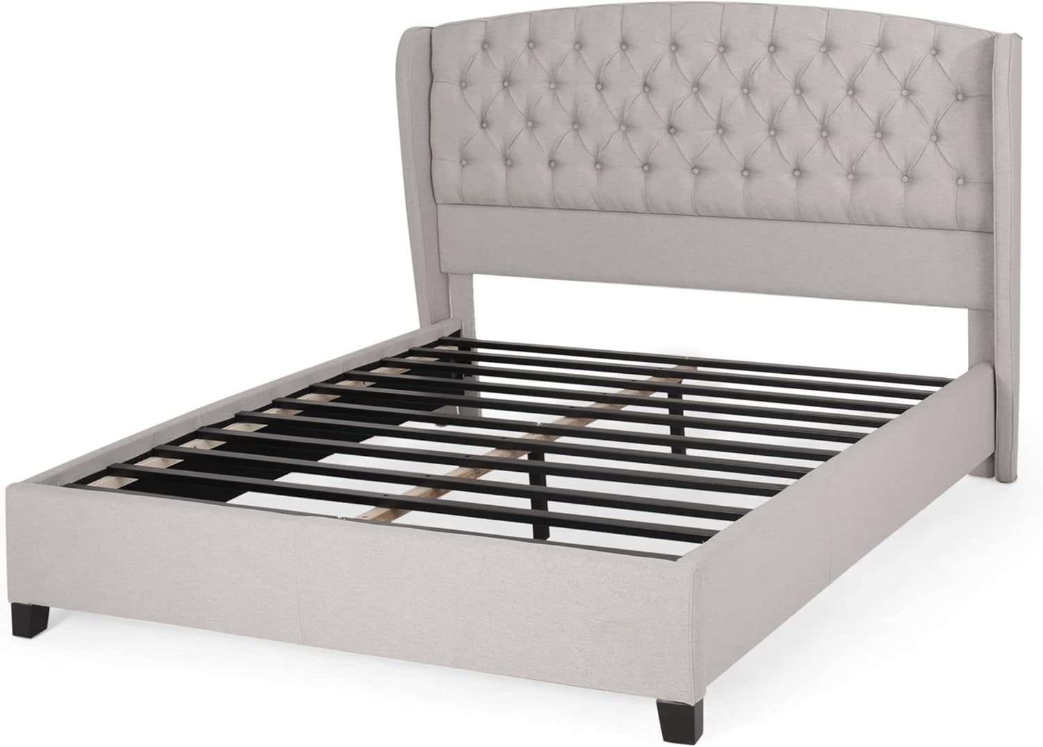 Christopher Knight Home Costello Fully Upholstered Fabric Bed Set, Queen, Light Grey