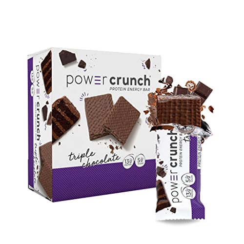 Power Crunch Whey Protein Bars, High Protein Snacks with Delicious Taste, Triple Chocolate, 1.4 Ounce (12 Count)
