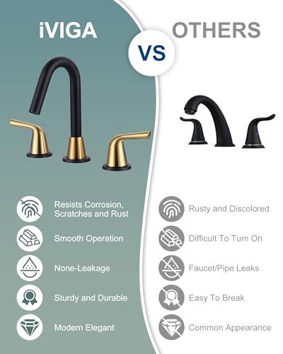 Widespread Bathroom Faucets for Sink 3 Hole Brushed Nickel, 8 inch Bathroom Faucet with Pop Up Drain Assembly and Water Supply Lines 2 Handle 360° Swivel Spout Basin Faucets for Vanity Lavatory