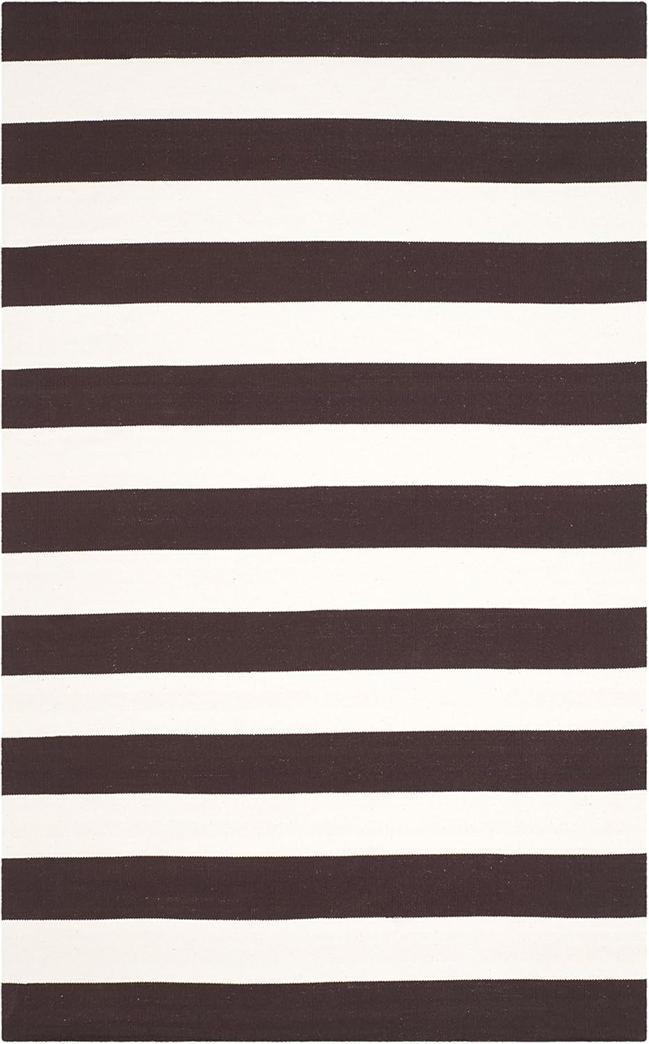 SAFAVIEH Montauk Collection Area Rug - 5' x 8', Chocolate & Ivory, Handmade Flat Weave Boho Farmhouse Cotton Stripe, Ideal for High Traffic Areas in Living Room, Bedroom (MTK712P)