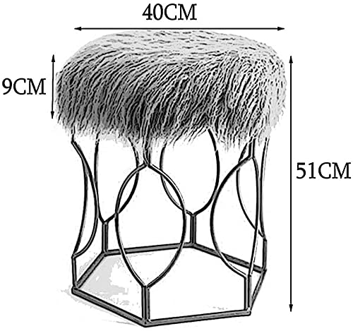 Foot Stool,Garden Furniture Modern Fashion Stool丨Dressing Chair for Bedroom Bedside丨Long Hair Stool-40x51cm Kitchen Ottomans(Color:Gray)