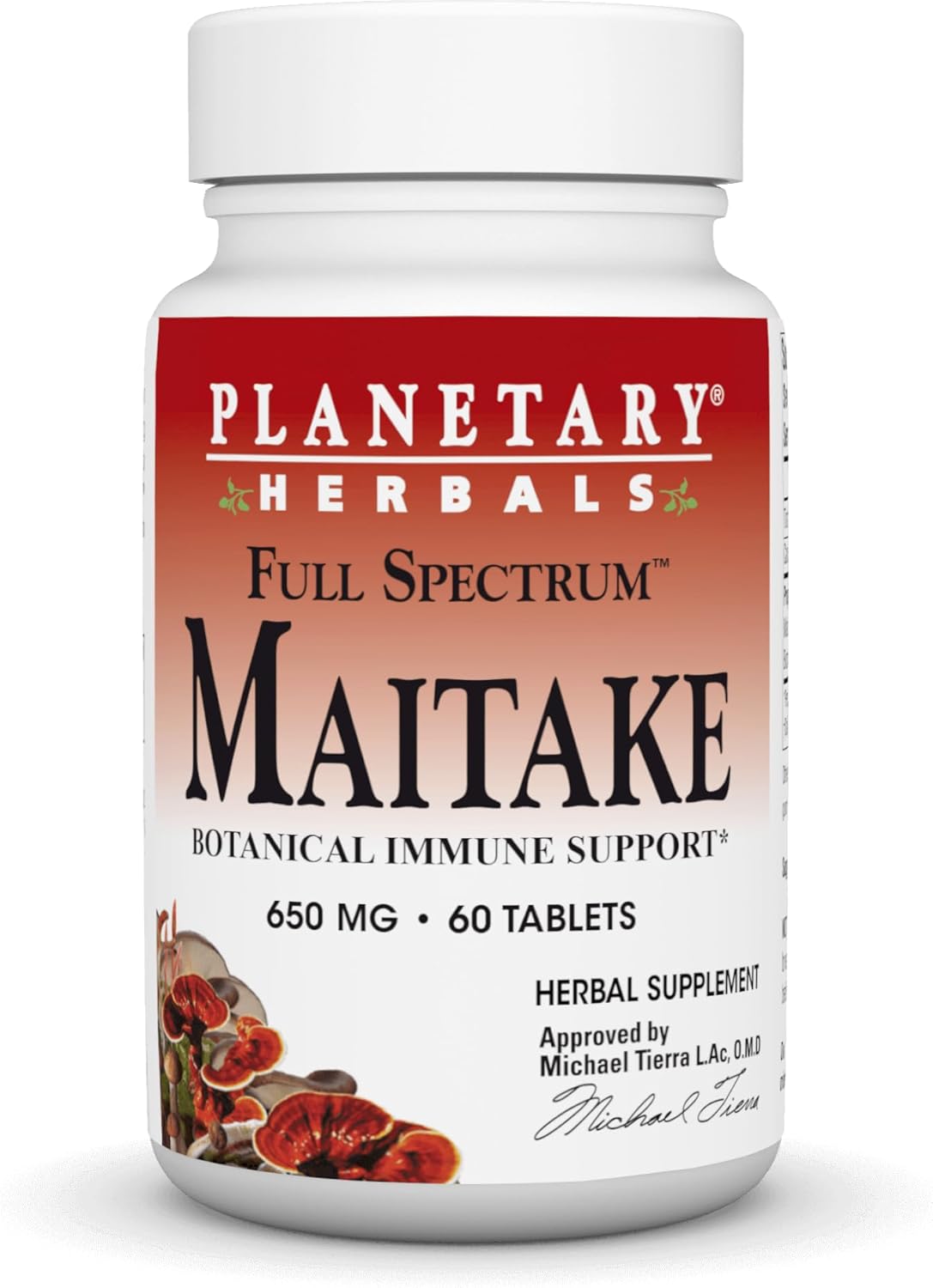 Planetary Herbals Full Spectrum Maitake Mushroom Tablets, 600 mg, 60 Count