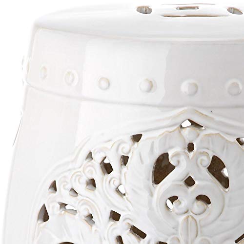Safavieh Flora Glazed Ceramic Decorative Garden Stool, Antique White