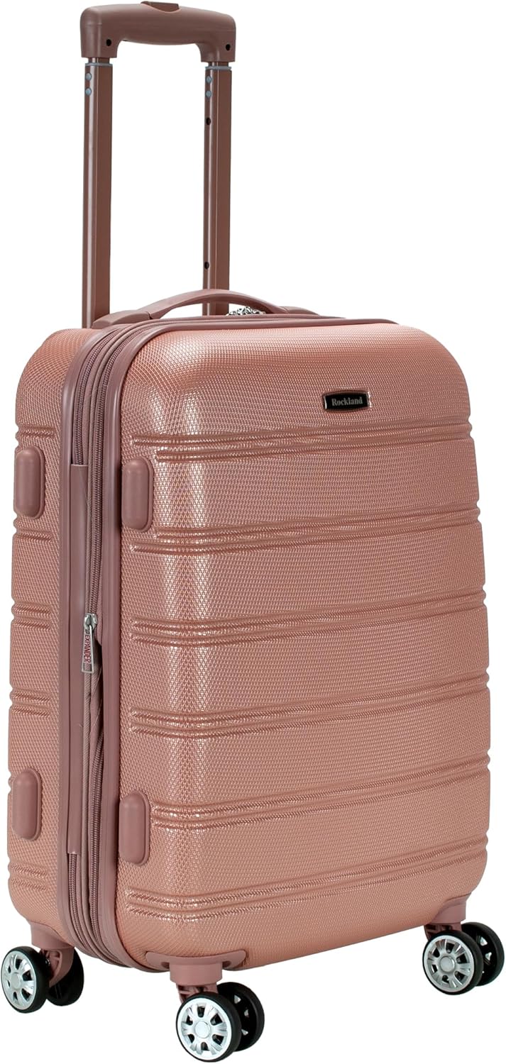 Rockland Melbourne Hardside Expandable Spinner Wheel Luggage, ROSEGOLD, Carry-On 20