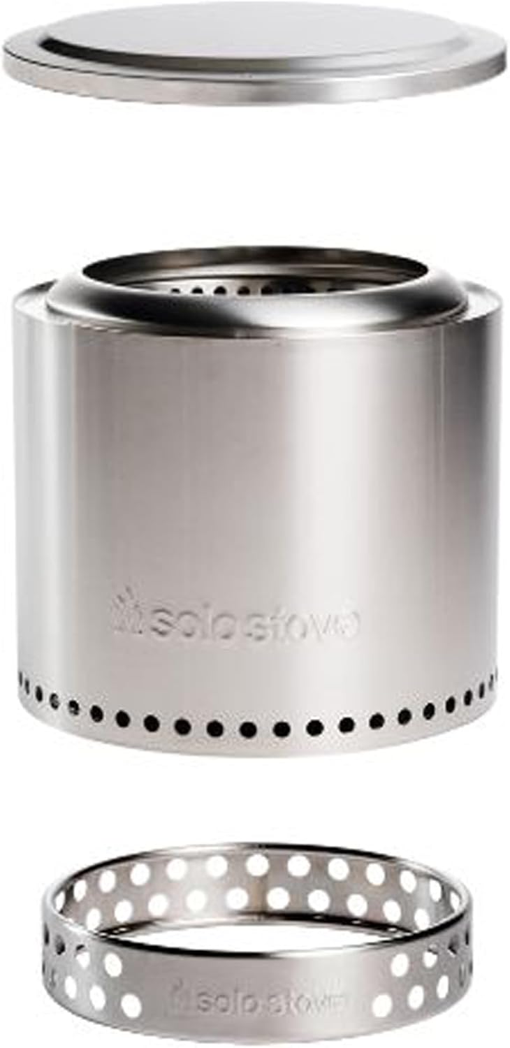 Solo Stove Ranger Essential Bundle 2.0 | Incl. Ranger Smokeless Fire Pit, Stand, Lid, Camping Accessories, Portable for Wood Burning, Removable Ash Pan, Stainless Steel, H:15.25in x Dia: 15in, 16.1lbs