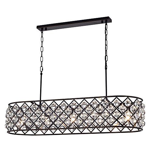 Edvivi Crystal Drum Pendant Chandelier, 3 Lights Glam Lighting Fixture with Oil Rubbed Bronze Finish, Crystal Spheres, Living, Dining, Kitchen