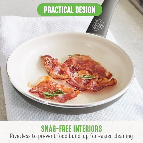 GreenLife Soft Grip 8” Frypan and Spatula Healthy Ceramic Nonstick Breakfast Cookware Set, PFAS-Free, Easy to Clean, Dishwasher Safe, Oven Safe, Stay-Cool Handles, Pink