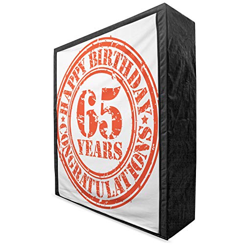 Ambesonne 65th Birthday Portable Fabric Wardrobe, 65 Years Old Congrats Grunge Style Rubber Stamp Design, Clothing Organizer and Storage Closet with Shelves, 59