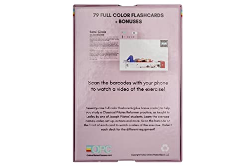 OnlinePilatesClasses Pilates Cadillac Tower Reformer Deck with Video Tutorials, Fitness Flash Cards with 110 All-Levels Cards Set for Home Gym Exercise, Reformer Not Included