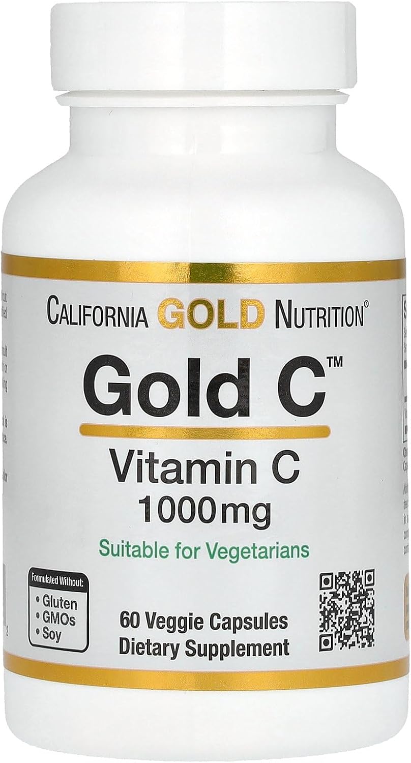 California Gold Nutrition Gold C, USP Grade Vitamin C, 1,000 mg, 60 Veggie Capsules