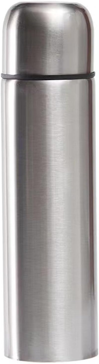 Stainless Steel Thermal Bottle Thermos for Hot and Cold Drinks Travel Coffee Mug with Cup Water Flask Vacuum Insulated Tumbler 17 oz/500ml （Silver）