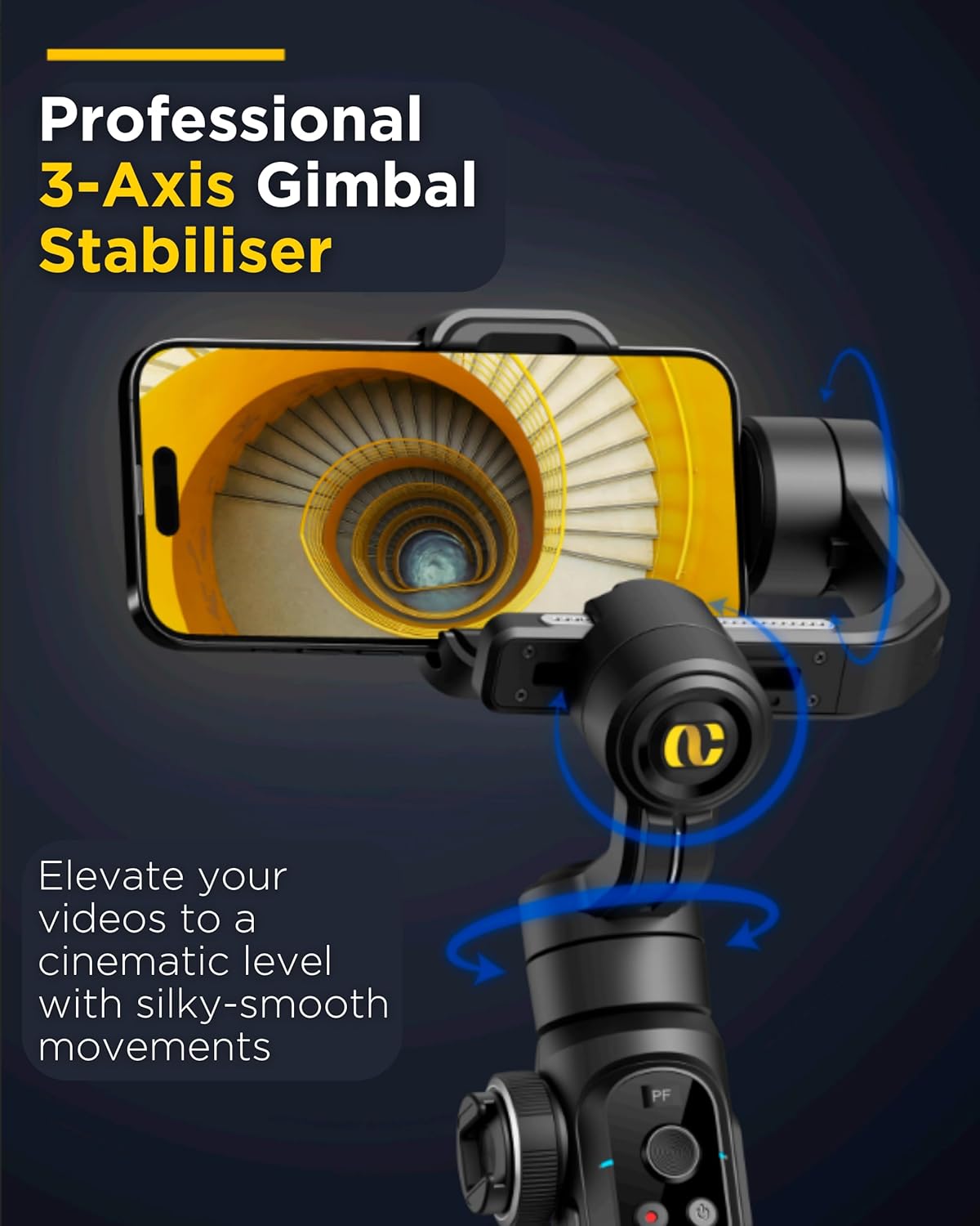 S2 Smartphone Gimbal Stabilizer Professional Industry-Standard 3-Axis Gimble Extendable Rod Fill Light Gimble for iPhone&Android,Vlogging TikTok YouTube Video Recording
