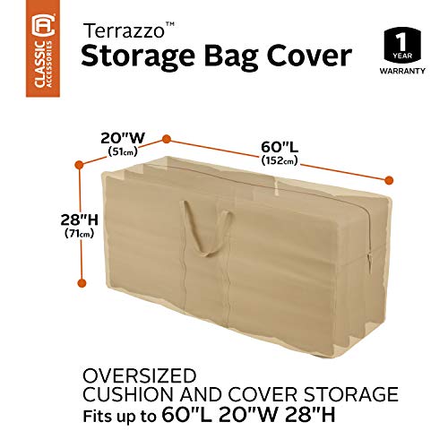 Classic Accessories Terrazzo Water-Resistant 60 Inch Patio Cushion and Cover Storage Bag, Outdoor Cushion Storage