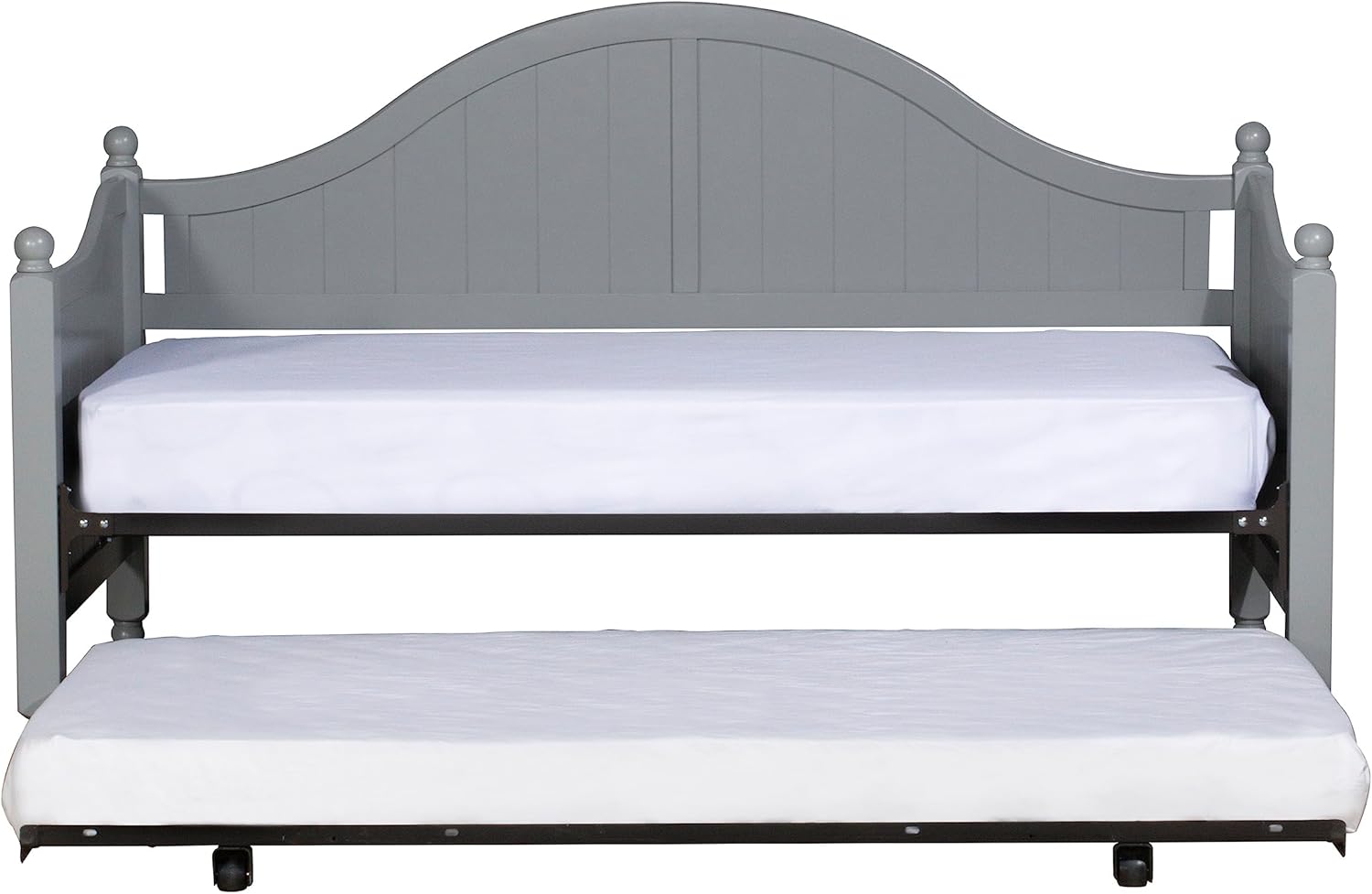 Hillsdale, 2545DBLHTR, Augusta Wood Daybed with Suspension Deck and Metal Roll Out Trundle, Gray, Twin