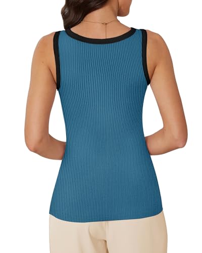 WIHOLL Womens Ribbed Tank Tops 2024 Summer Scoop Neck Slim Fitted Tops Casual Basic Knit Sleeveless Shirts
