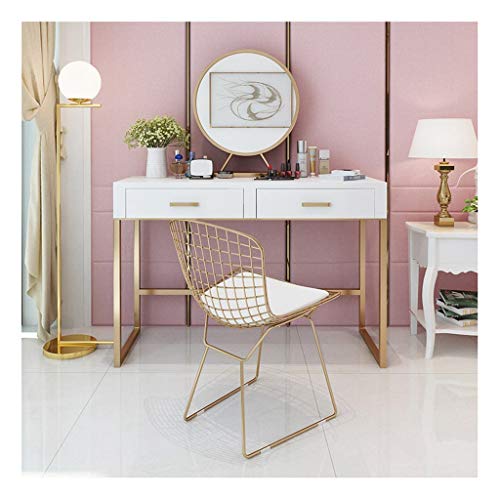 Vanity Table Set Dressing Table, Makeup Dressing Table with Drawers, Elegant Shape Design Crystal Knobs (Table 80 * 40 * 75cm)