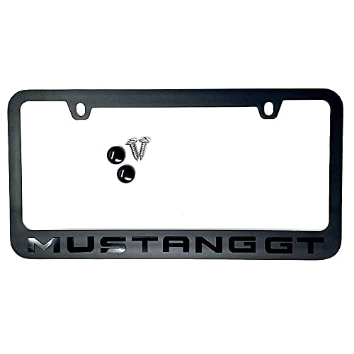 GT Stealth Blackout License Plate Frame (Black with Black) Compatible with Ford Mustang GT