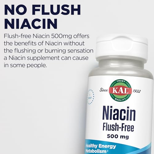 KAL Niacin Flush-Free Capsules 500 Mg, 120 Count