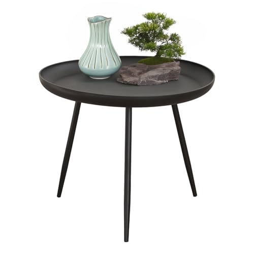 Round End Table with Storage for Living Room, 15.75