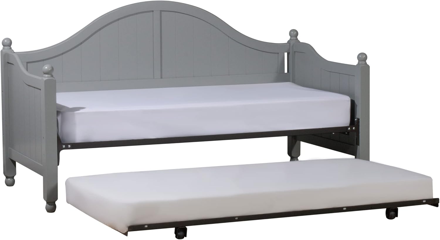 Hillsdale, 2545DBLHTR, Augusta Wood Daybed with Suspension Deck and Metal Roll Out Trundle, Gray, Twin