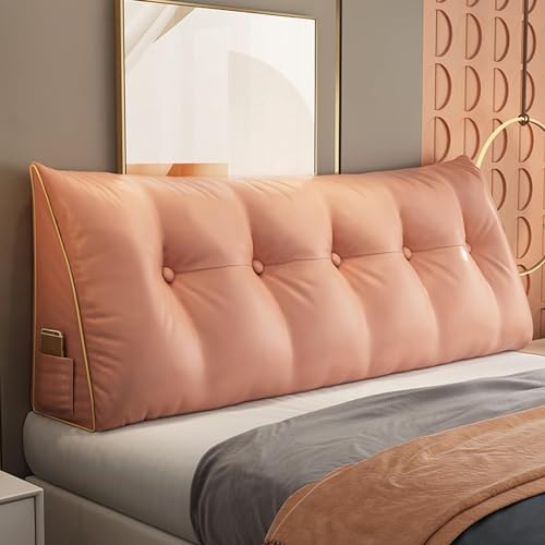 Triangular Reading Pillow Bed Backrest Large Bolster Cushion Headboard Wedge Pillow with Removable Cover and Two Large Side PocketsFor Neck & Lumbar Support(78x20x8in,White)