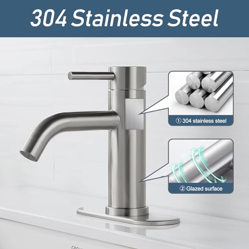 Black Bathroom Faucet Single Hole RV Bathroom Faucet Single Handle Bathroom Sink Faucet 1 Hole with 3 Hole Deck Plate，Water Supply Lines with cUPC Certification