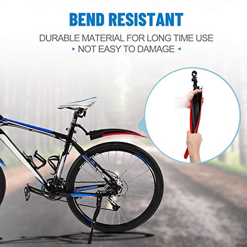 Bike Mudguard Set with 8M DIY Reflective Tape, 2 Parts-Universal Full Cover Thicken Widen Bicycle Fender Set, Front/Rear Mud Guards Fit for 20