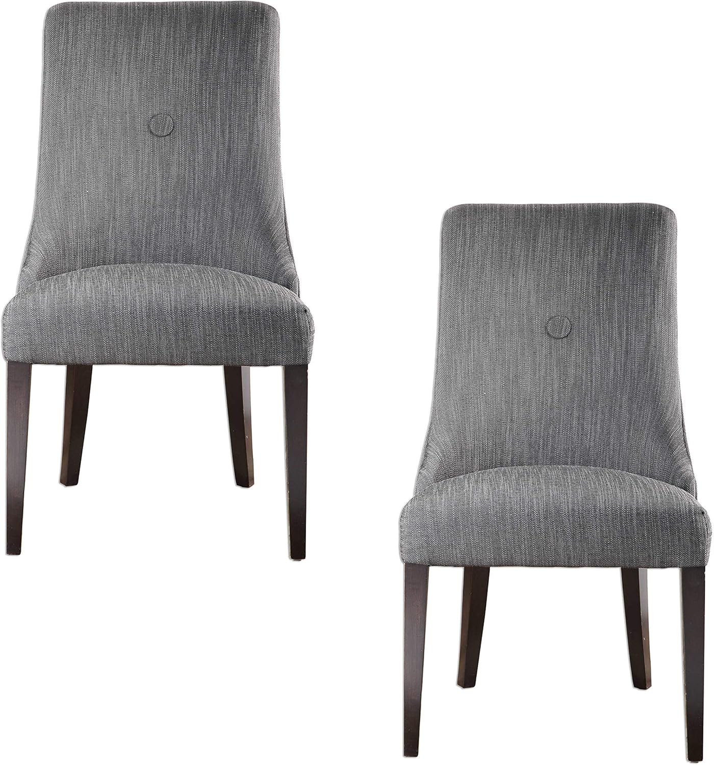 MY SWANKY HOME Elegant Charcoal Gray Dining Chairs Set 2 Rounded Back Curve Fabric Upholstery