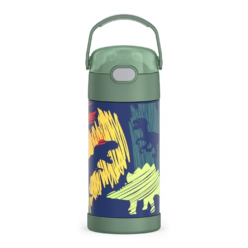 THERMOS FUNTAINER 12 Ounce Kids Insulated Water Bottles with Straw, Purple Hearts & Dreamy Patterns
