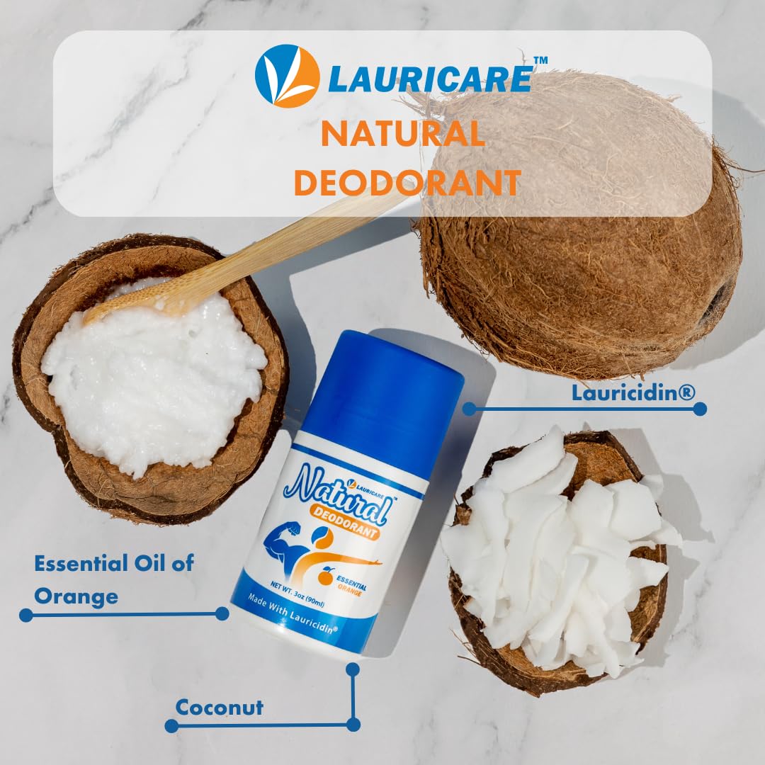 Natural Deodorant - Aluminum Free - Plant Based Formula for Men and Women - 3oz Roll-On Deo Made with Lauricidin