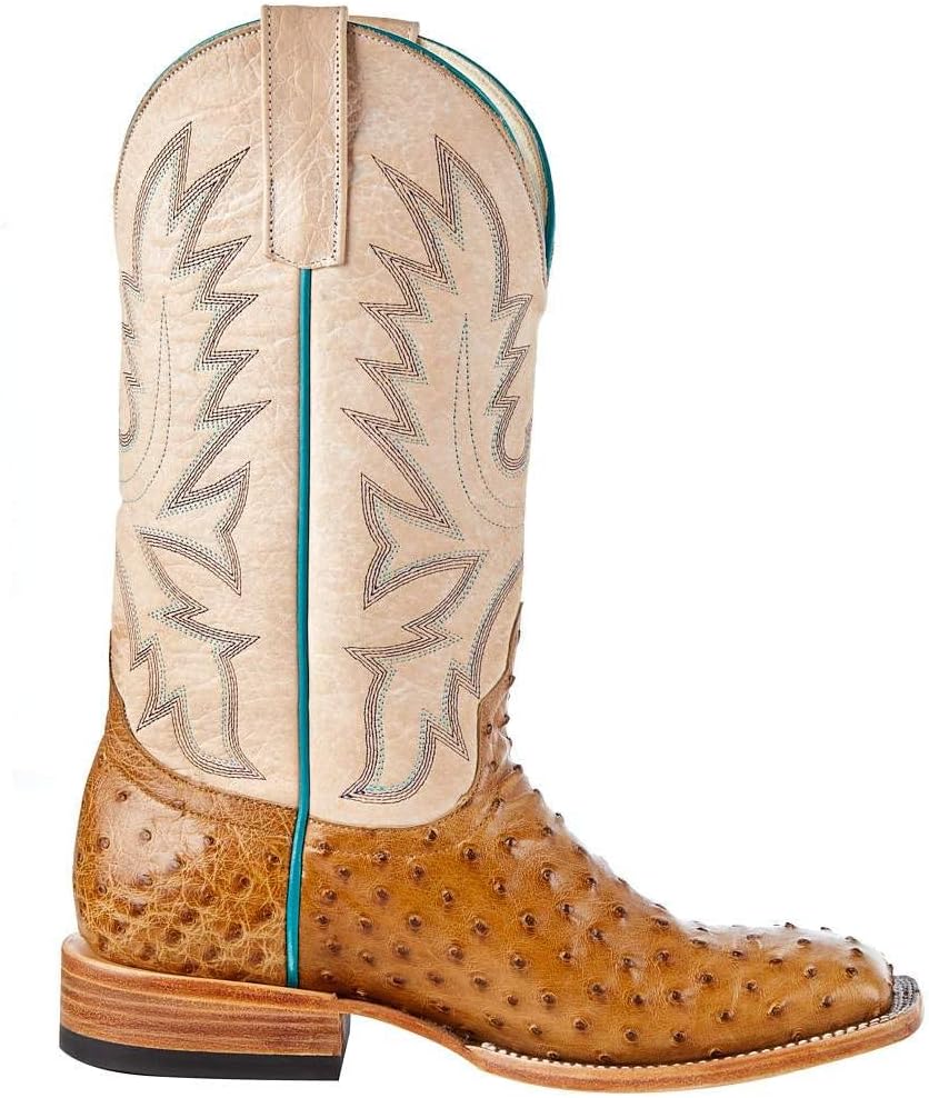 Women's Top Hand Antique Saddle Full Quill Ostrich Cowgirl Boot Brown 8.5 B