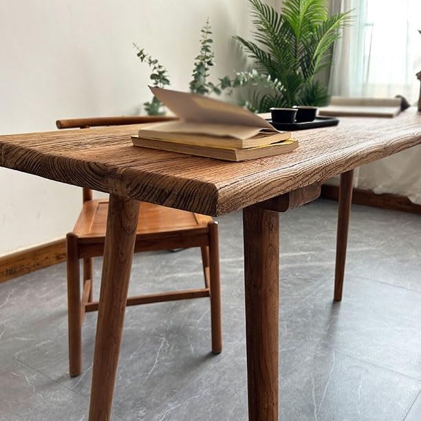 Deask Old Elm Large Desk Solid Wood Dining Table Retro Chinese Style Living Room Long Table Desk Simple Home Log Old Board Ergo Desk(160 * 70 * 75cm)